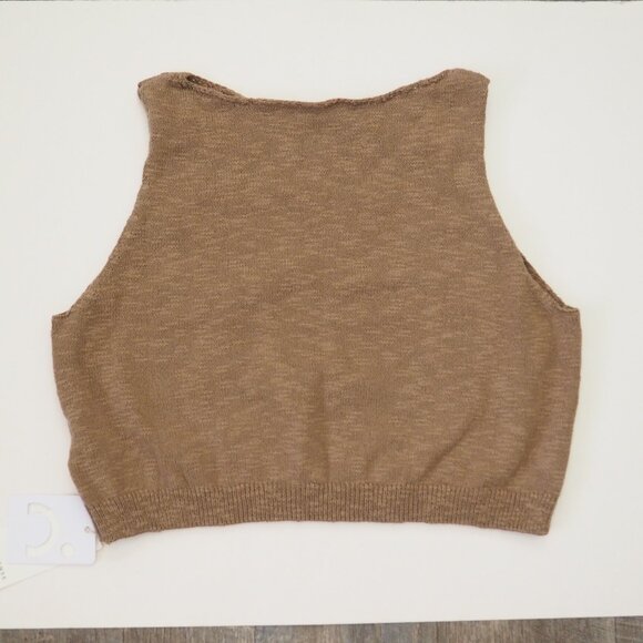 NWT Commense Cotton Blends Brown Knit Crop Top sz M - Picture 4 of 8